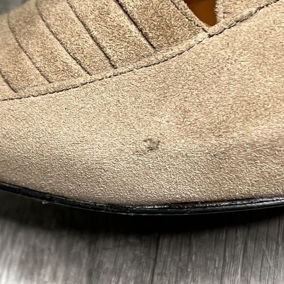 Gentle Souls Remody Suede Peep Toe Pumps Heels Balletcore Reto Fits Like a 7 - Picture 4 of 8